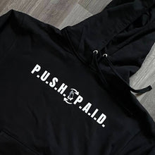 Load image into Gallery viewer, P.U.SH. &amp; P.A.I.D. Logo Unisex Hoodie (Black) - P.U.S.H. &amp; P.A.I.D. Apparel